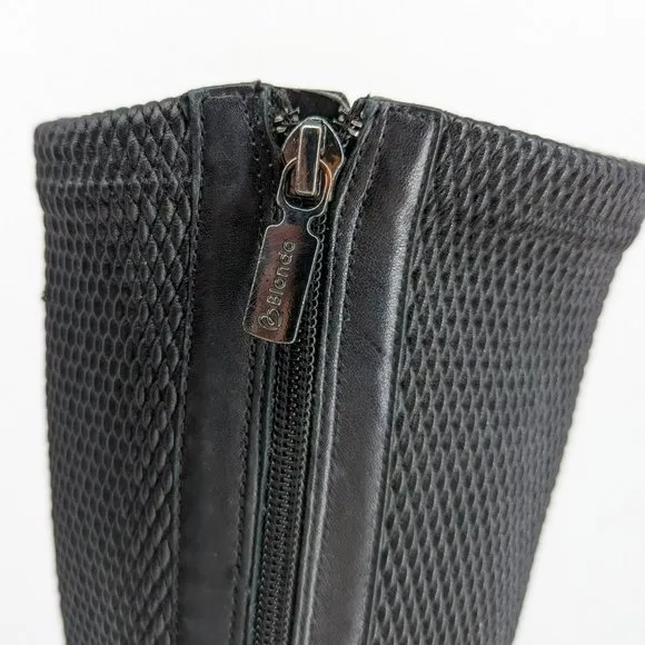 Blondo Verga Tall Riding Boots 7 M Black Aqua Protect Leather Textured Side Zip