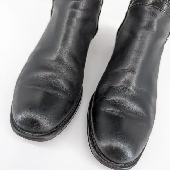 Blondo Verga Tall Riding Boots 7 M Black Aqua Protect Leather Textured Side Zip