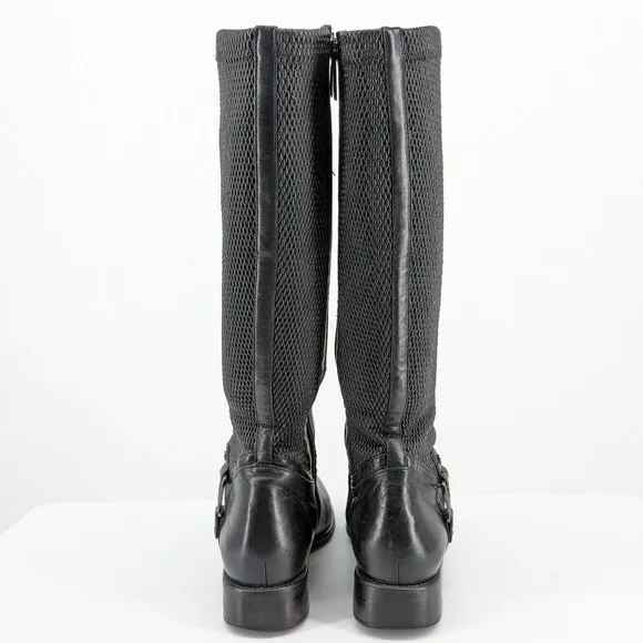 Blondo Verga Tall Riding Boots 7 M Black Aqua Protect Leather Textured Side Zip