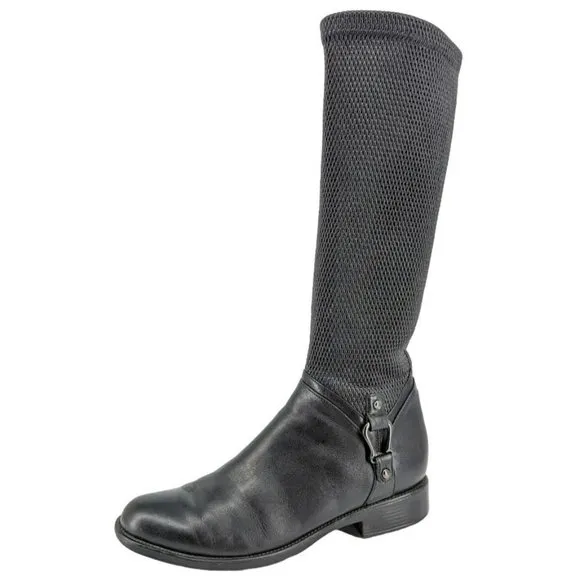 Blondo Verga Tall Riding Boots 7 M Black Aqua Protect Leather Textured Side Zip