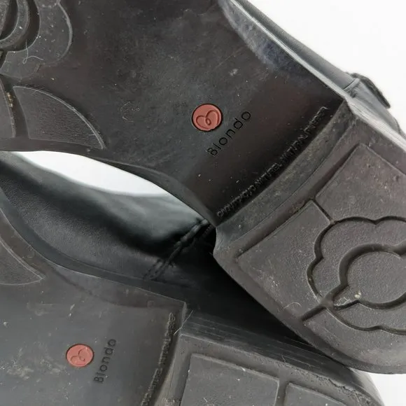 Blondo Verga Tall Riding Boots 7 M Black Aqua Protect Leather Textured Side Zip