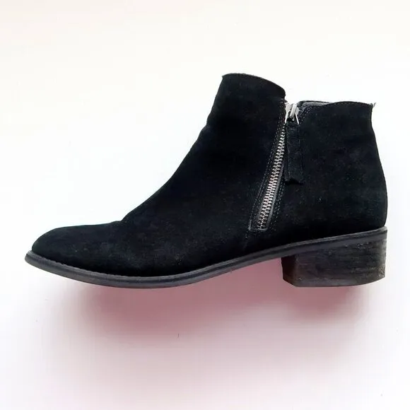 Blondo Waterproof Black Suede Leather Block Heel Ankle Boots Booties Size 10