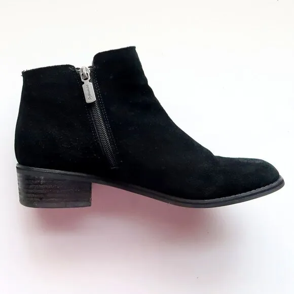 Blondo Waterproof Black Suede Leather Block Heel Ankle Boots Booties Size 10