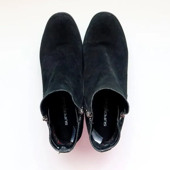 Blondo Waterproof Black Suede Leather Block Heel Ankle Boots Booties Size 10