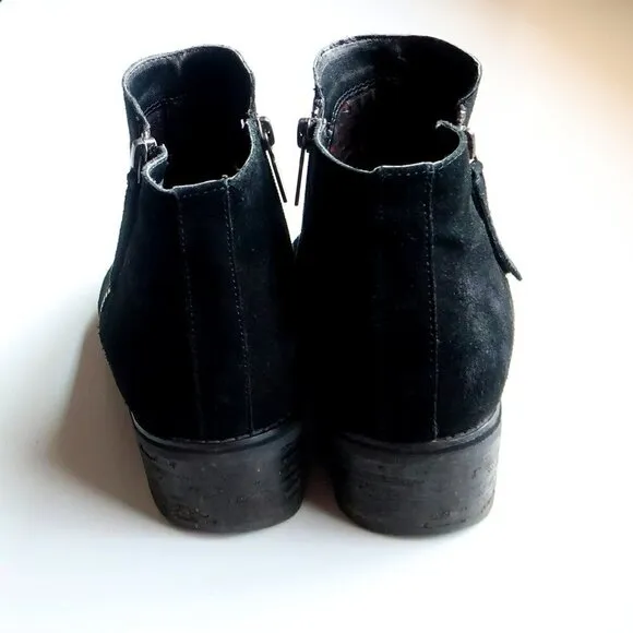Blondo Waterproof Black Suede Leather Block Heel Ankle Boots Booties Size 10