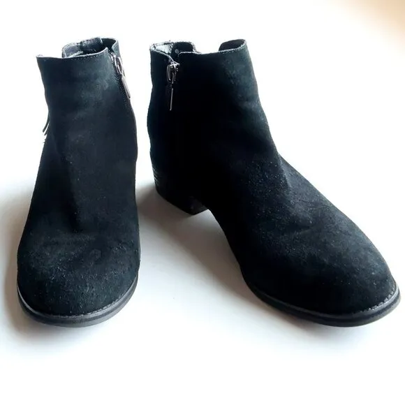 Blondo Waterproof Black Suede Leather Block Heel Ankle Boots Booties Size 10