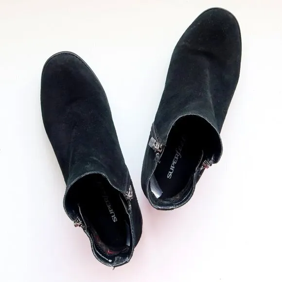 Blondo Waterproof Black Suede Leather Block Heel Ankle Boots Booties Size 10