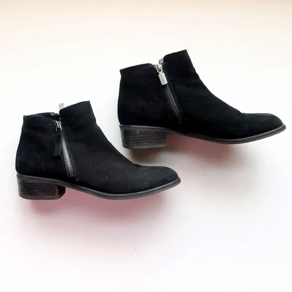 Blondo Waterproof Black Suede Leather Block Heel Ankle Boots Booties Size 10
