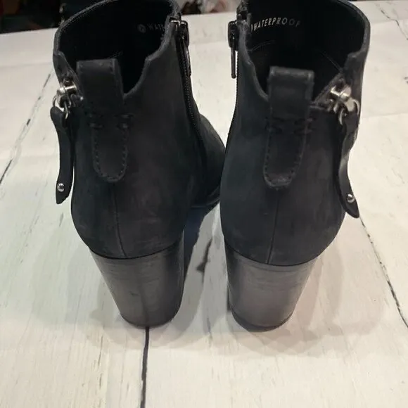 Blondo Waterproof Nivada Black Nubuck Leather Ankle Boots, Sz: 9.5