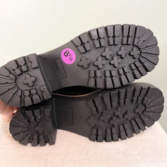 BLONDO Women Black Leather Block Heel Buckle Waterproof RENO Boots Size 8.5 NWT