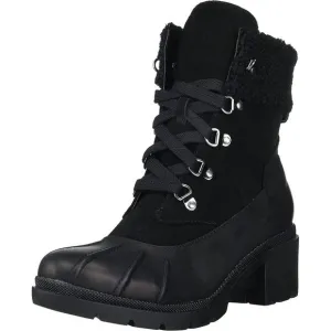 Blondo Women Faux Fur Collar Combat Hiker Boots Nevin Size US 6M Black Leather