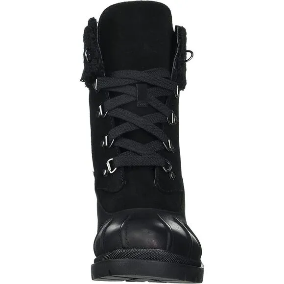Blondo Women Faux Fur Collar Combat Hiker Boots Nevin Size US 6M Black Leather