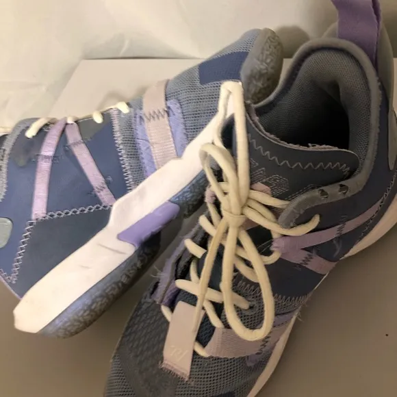 Blue and Purple Athletic Shoes with Breathable Design