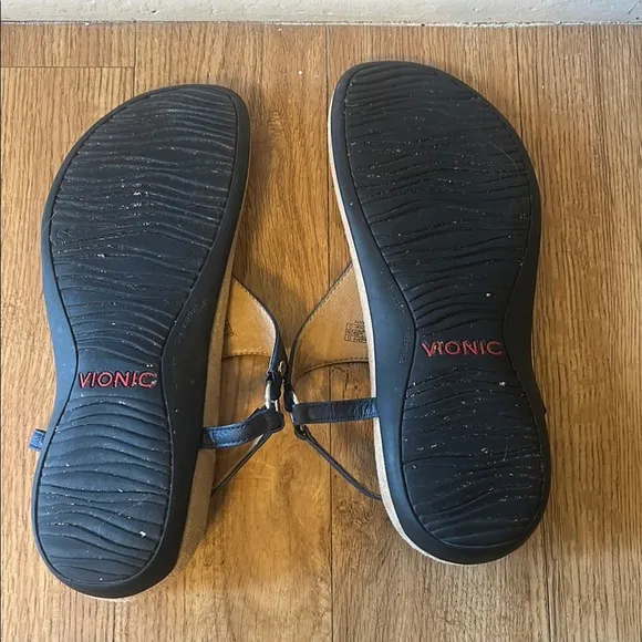 Blue T-Strap Sandals with Cork Footbed Kirra Vionic