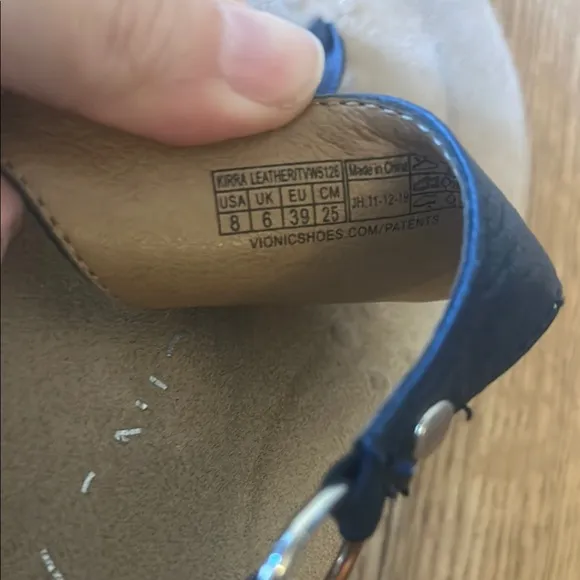 Blue T-Strap Sandals with Cork Footbed Kirra Vionic