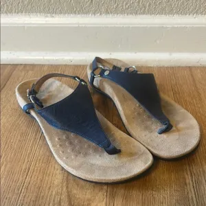 Blue T-Strap Sandals with Cork Footbed Kirra Vionic