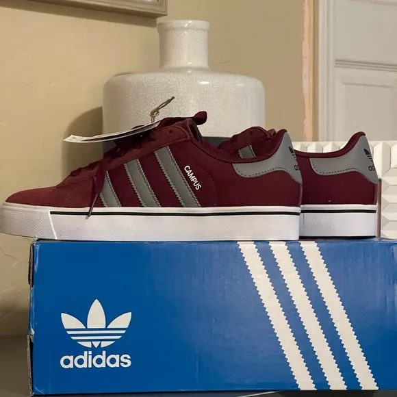 BNWT Adidas Campus Maroon and Gray Shoes