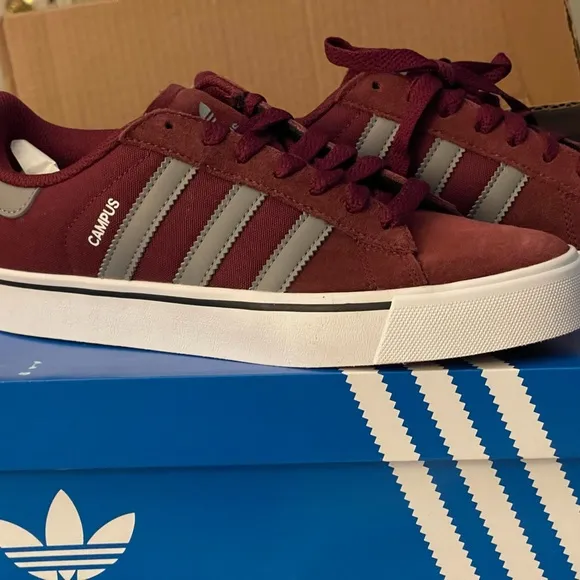 BNWT Adidas Campus Maroon and Gray Shoes