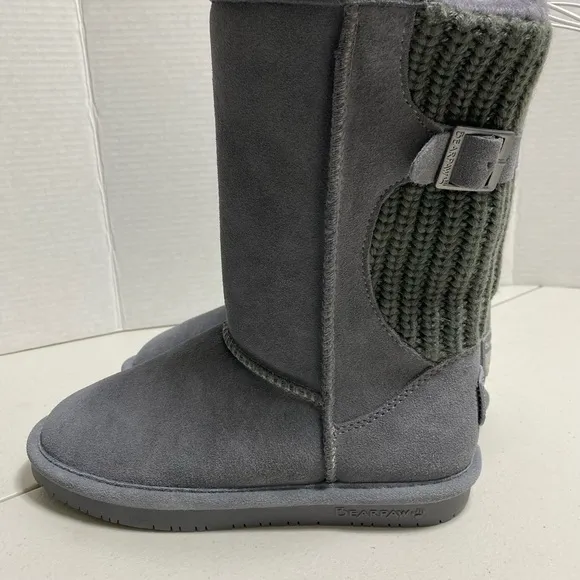 BNWT Bear Paw Suede Sherpa Knit Back with Buckle Detail Sz 7