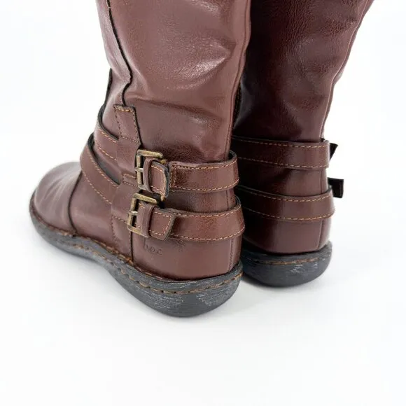 b.o.c. Women's 7.5 Ritz Tall Riding Boots Faux Leather Zip Side Brown