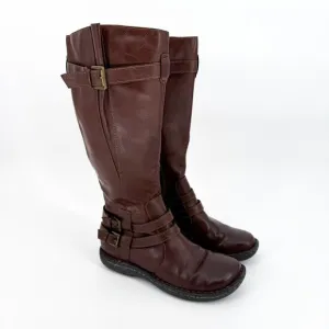 b.o.c. Women's 7.5 Ritz Tall Riding Boots Faux Leather Zip Side Brown
