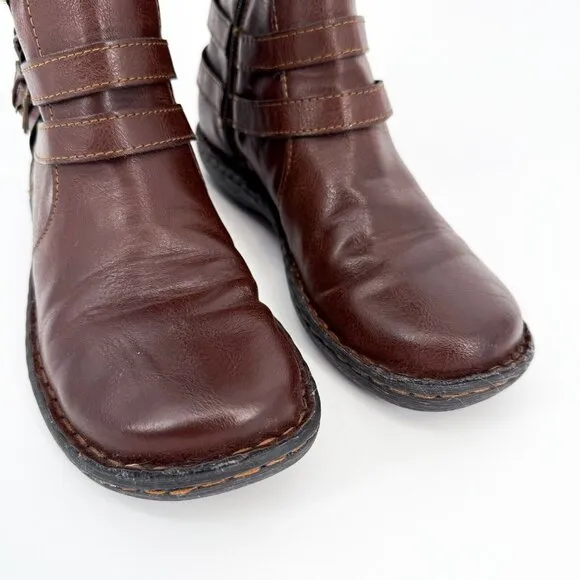 b.o.c. Women's 7.5 Ritz Tall Riding Boots Faux Leather Zip Side Brown