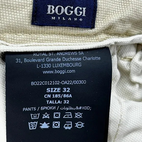 Boggi Milano Pants Chino Slim Fit Men Size 32x32 Casual Beige