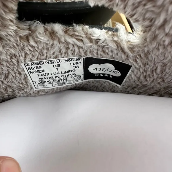 Bogs Amber Plush Lace Waterproof Winter Rain Boots Black Faux Fur Size 7