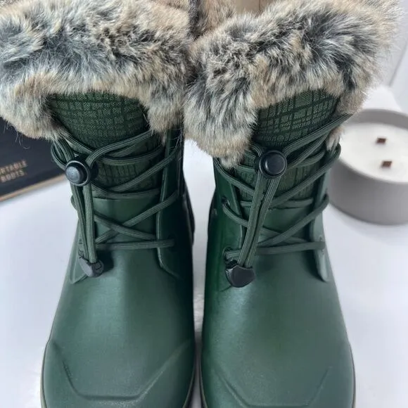 Bogs Arcata II Cracks Faux Fur Winter Boots 100% WP Dark Green Kids 3 NWB