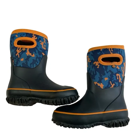 BOGS Waterproof Bloom Camouflage Rain/Snow Boots Kids Little Boy Sz 10