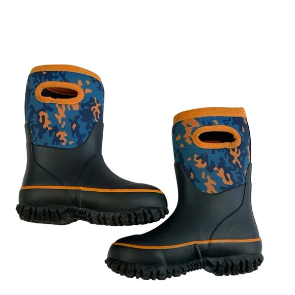 BOGS Waterproof Bloom Camouflage Rain/Snow Boots Kids Little Boy Sz 10
