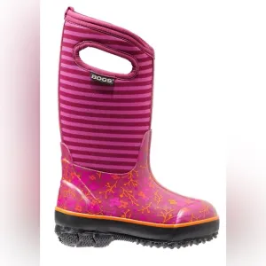 Bogs Waterproof Classic Flower Stripes Boots In Fuchsia size US 11