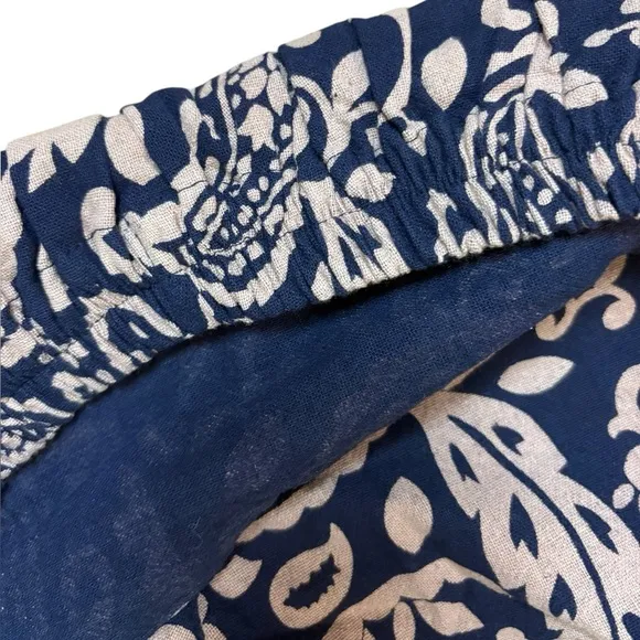 Bohemian Embroideted Blue and White Paisley Culotte