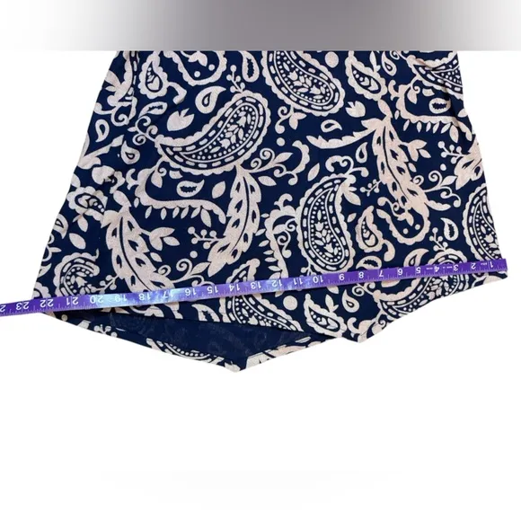 Bohemian Embroideted Blue and White Paisley Culotte