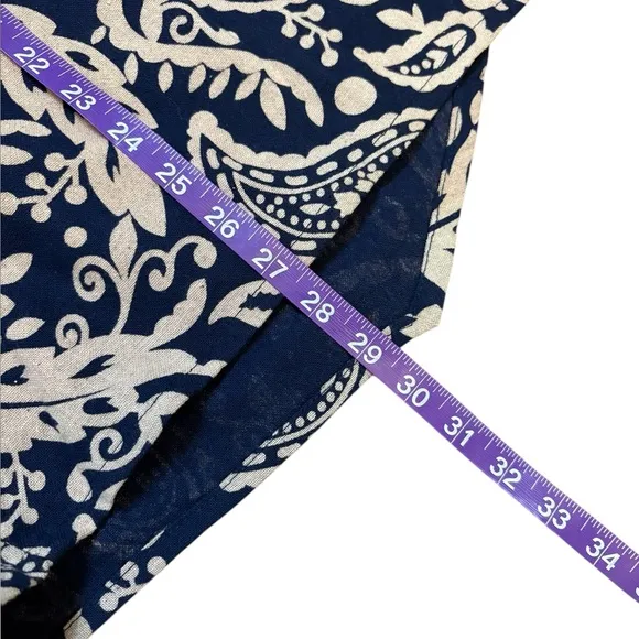 Bohemian Embroideted Blue and White Paisley Culotte