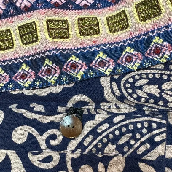 Bohemian Embroideted Blue and White Paisley Culotte