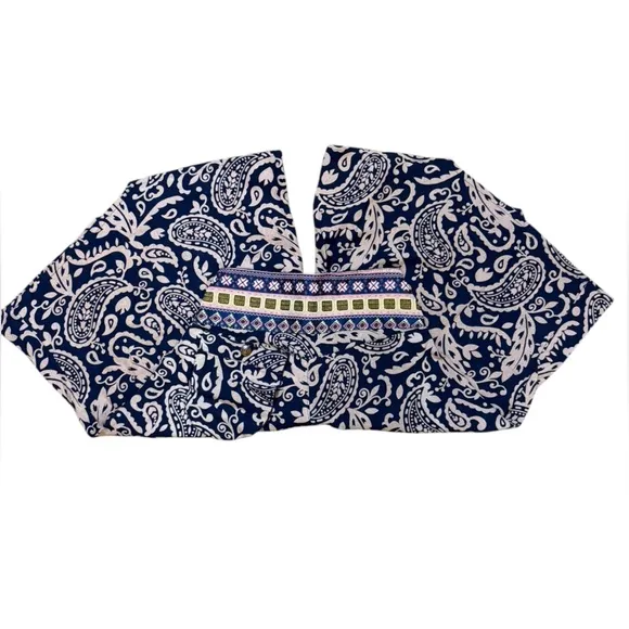 Bohemian Embroideted Blue and White Paisley Culotte