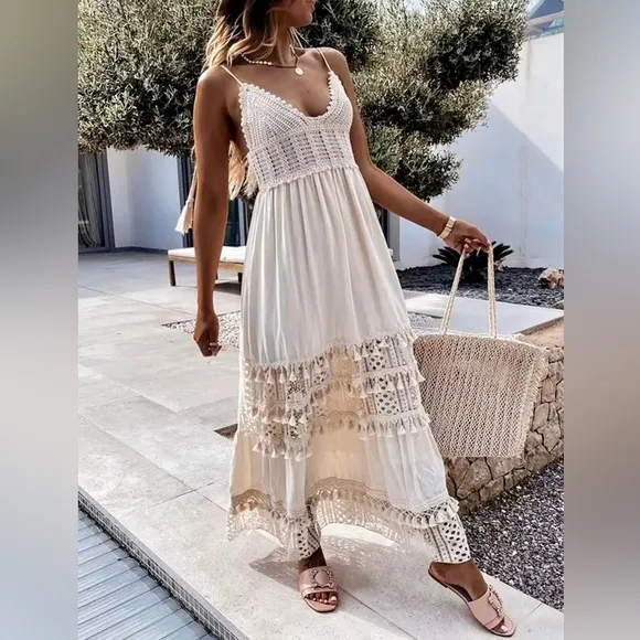 Boho Crochet Tassel Maxi Summer Dress