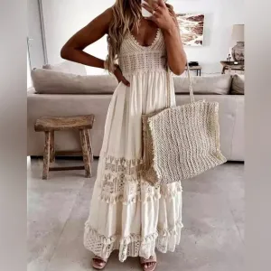 Boho Crochet Tassel Maxi Summer Dress