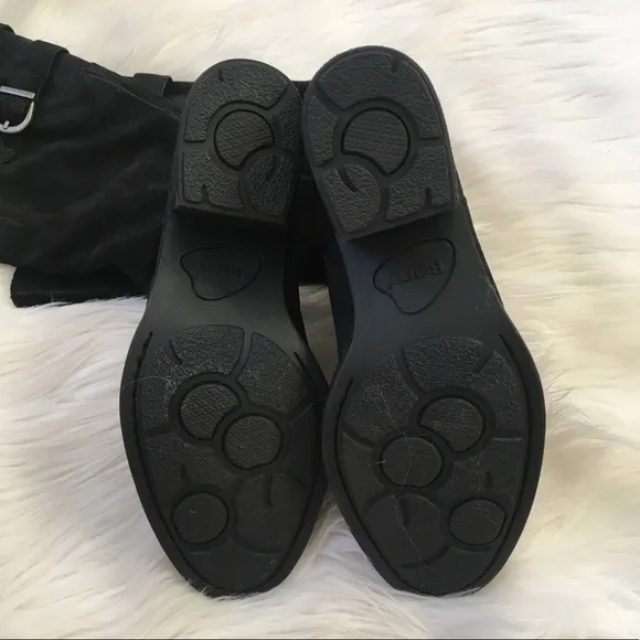 Born Black Suede Leather Buckle Boots