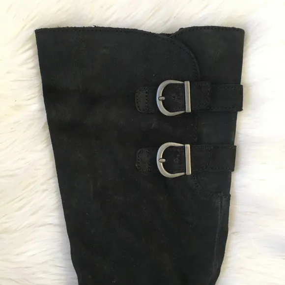 Born Black Suede Leather Buckle Boots
