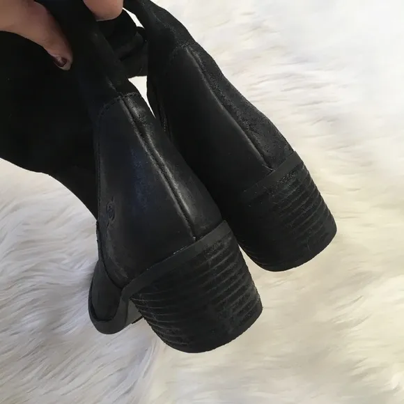 Born Black Suede Leather Buckle Boots