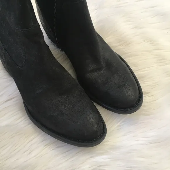 Born Black Suede Leather Buckle Boots