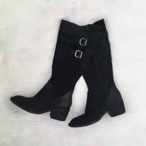 Born Black Suede Leather Buckle Boots