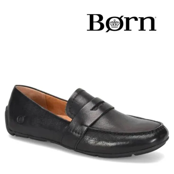 Born Loafers Size 6.5 Black Leather Driving Mocassim Slip On Melinda Shoes