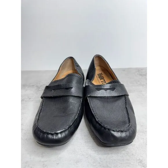 Born Loafers Size 6.5 Black Leather Driving Mocassim Slip On Melinda Shoes