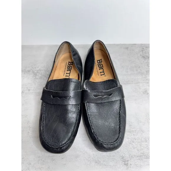Born Loafers Size 6.5 Black Leather Driving Mocassim Slip On Melinda Shoes
