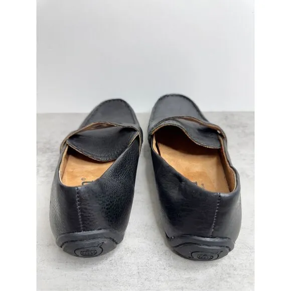 Born Loafers Size 6.5 Black Leather Driving Mocassim Slip On Melinda Shoes