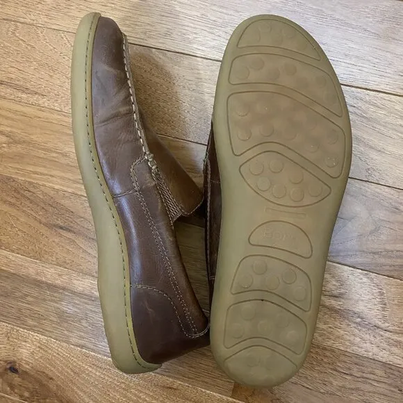 Born Men’s Brompton Brown Leather Slip-On Loafers Size 13M Driving Shoe