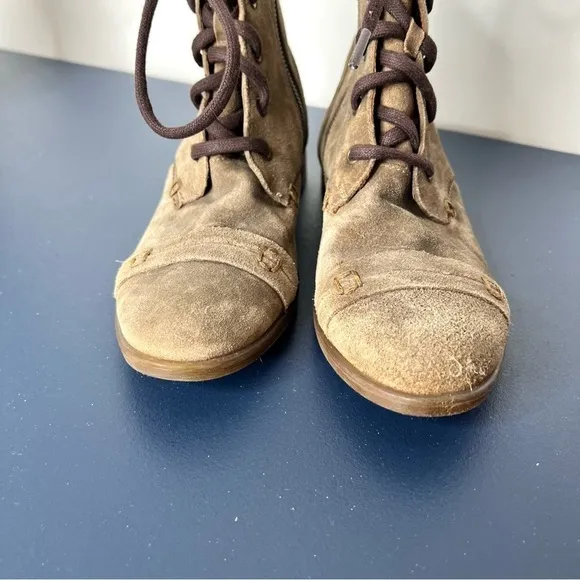 Born Women's Dunay Brown Distressed Suede High Top Lace Up Boot Size 6 Women’s